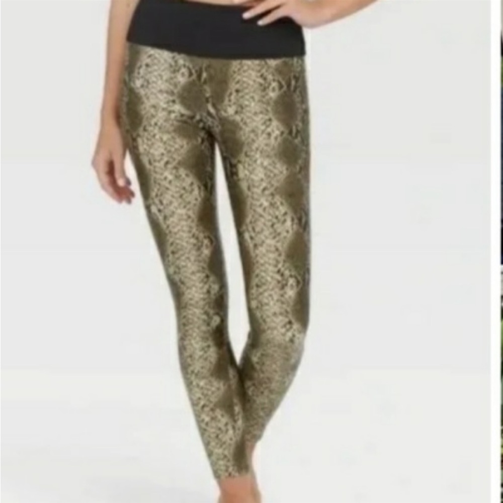 Spanx Assets Faux Leather Snakeskin/Python Leggin… - image 1